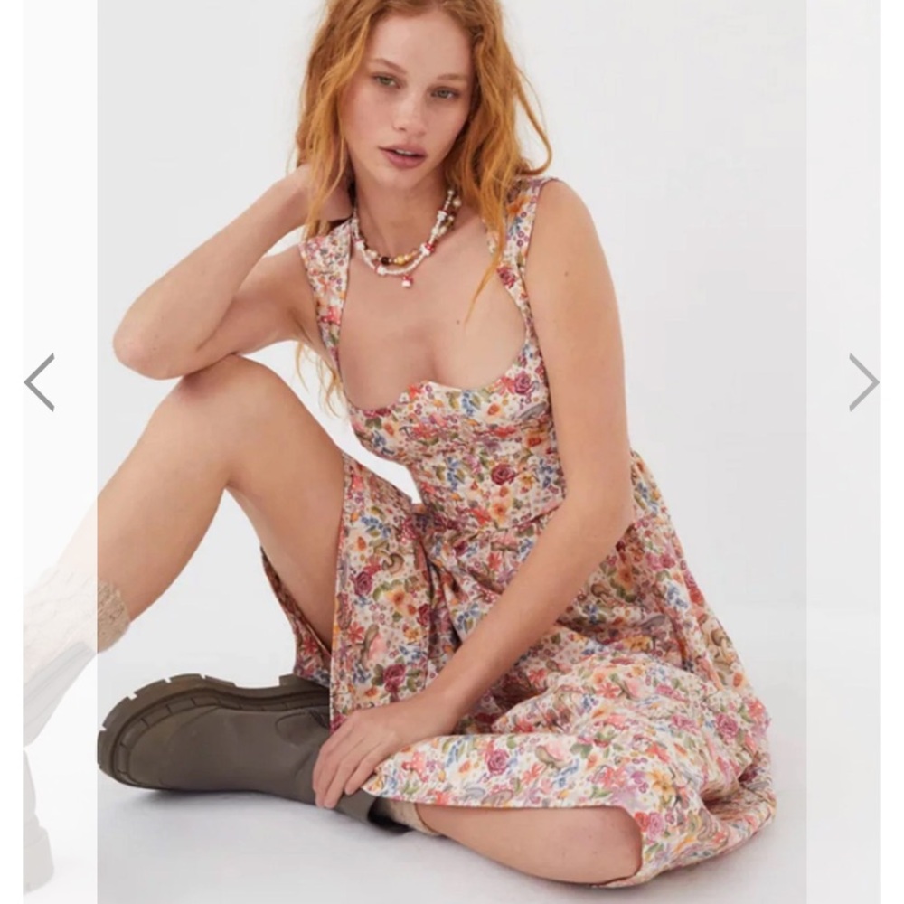 FOR LOVE & LEMONS THEODORA MIDI DRESS - PINK Size Medium - Picture 5 of 16